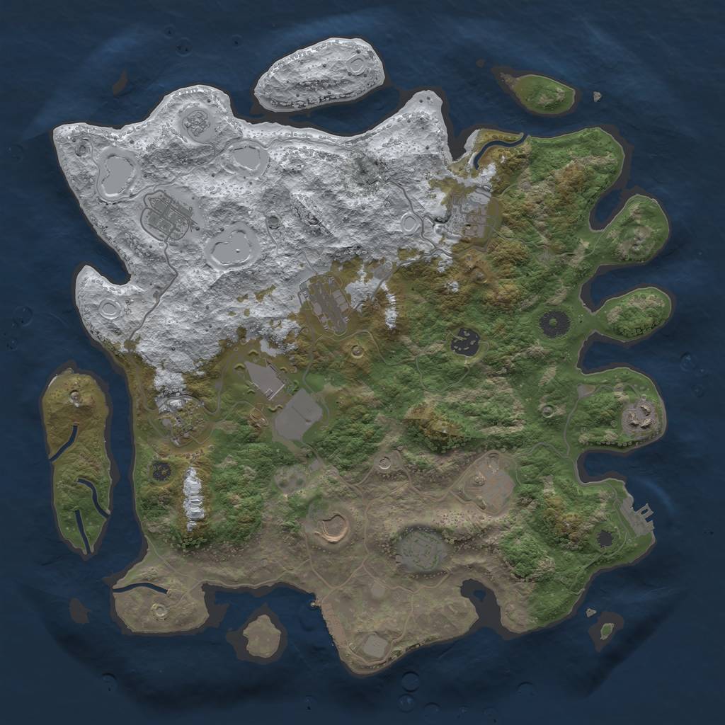 Rust Map: Procedural Map, Size: 3850, Seed: 512980221, 19 Monuments