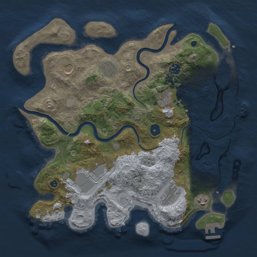 Rust Map: Procedural Map, Size: 3550, Seed: 537423, 14 Monuments