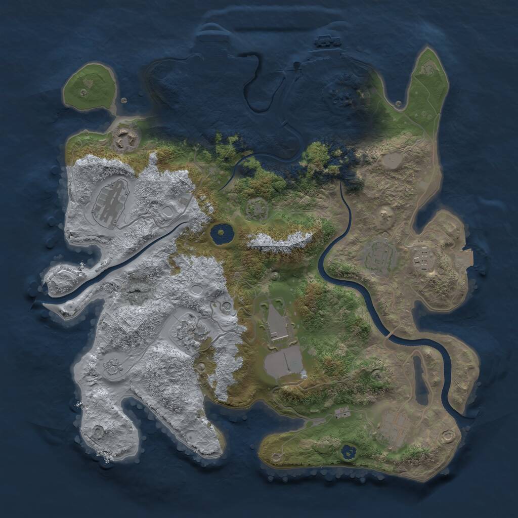 Rust Map: Procedural Map, Size: 3500, Seed: 1493622563, 13 Monuments