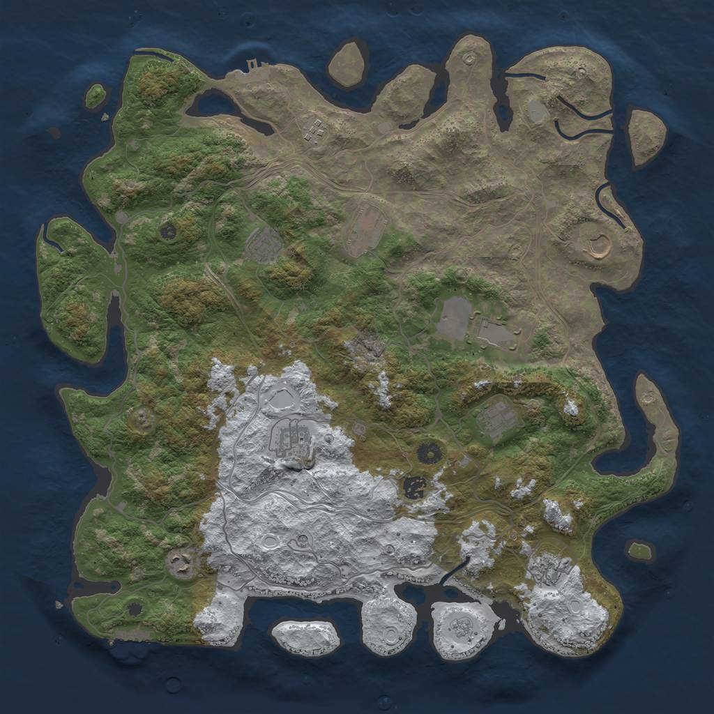 Rust Map: Procedural Map, Size: 4500, Seed: 1084803318, 19 Monuments