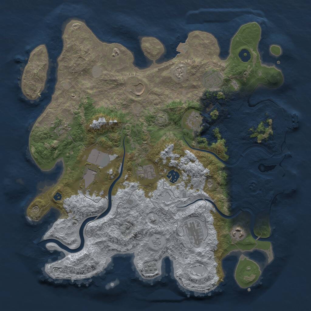 Rust Map: Procedural Map, Size: 3850, Seed: 42537, 16 Monuments