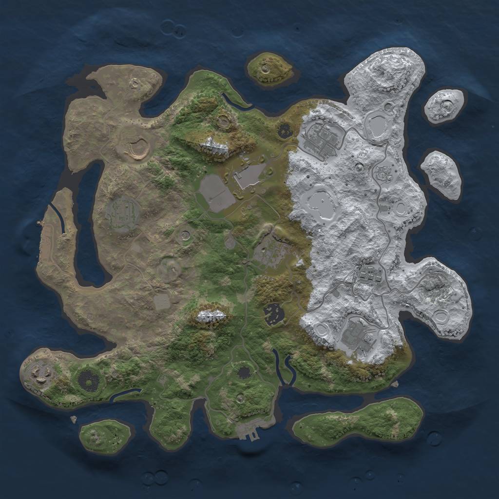 Rust Map: Procedural Map, Size: 3500, Seed: 22628846, 18 Monuments