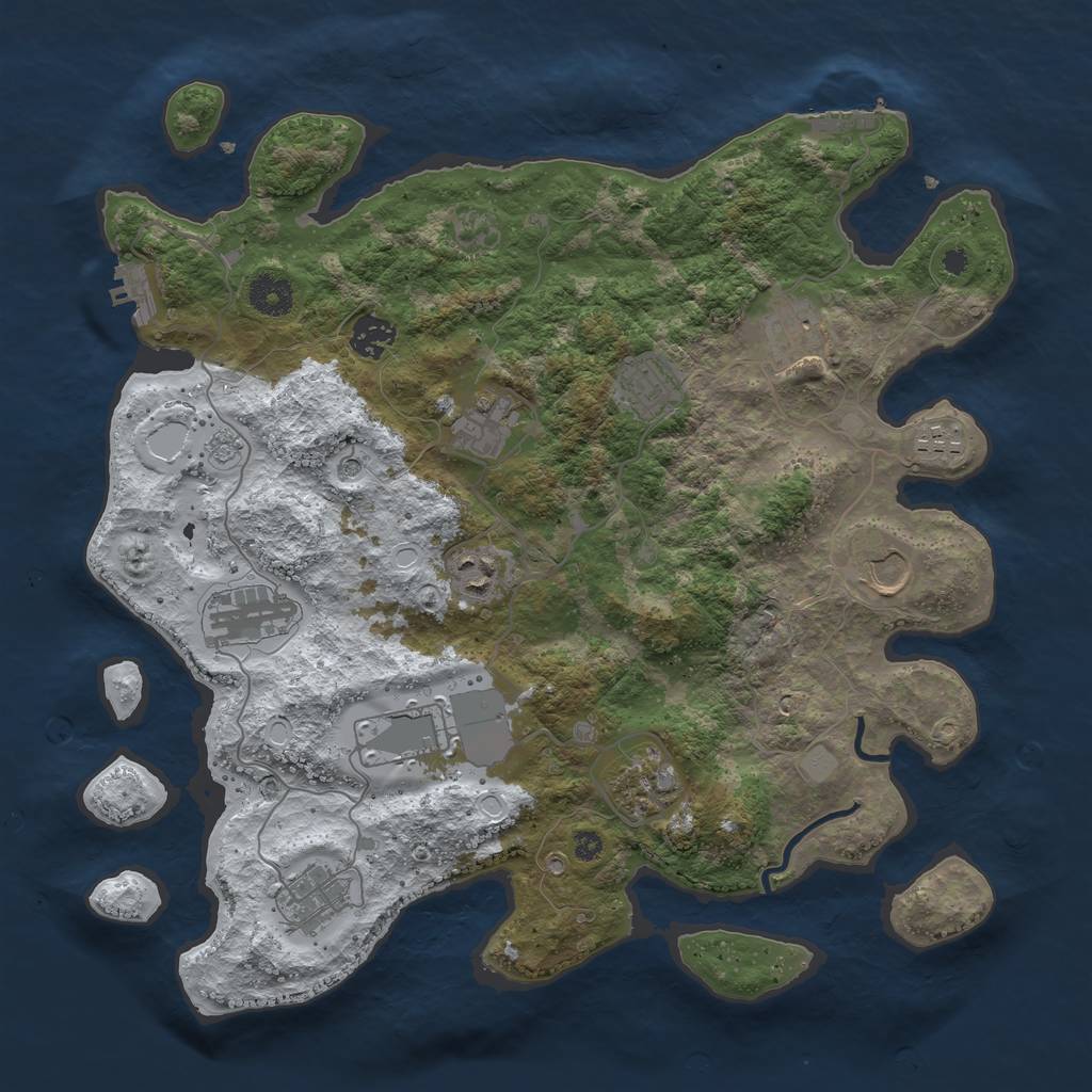 Rust Map: Procedural Map, Size: 3750, Seed: 593903471, 20 Monuments