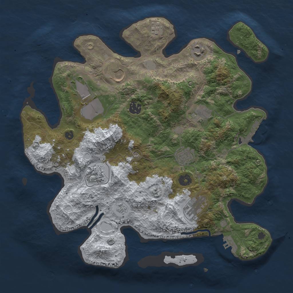 Rust Map: Procedural Map, Size: 3500, Seed: 397451689, 18 Monuments
