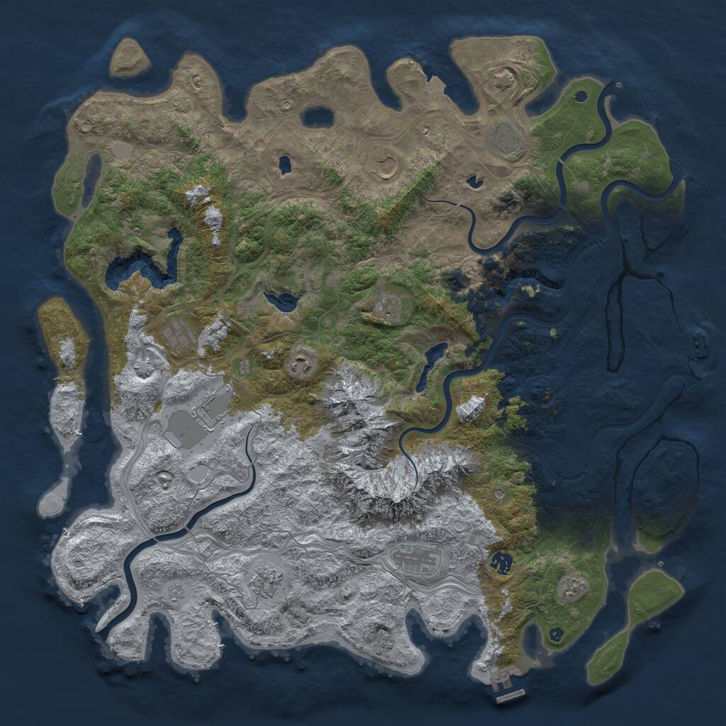 Rust Map: Procedural Map, Size: 5000, Seed: 28072009, 16 Monuments