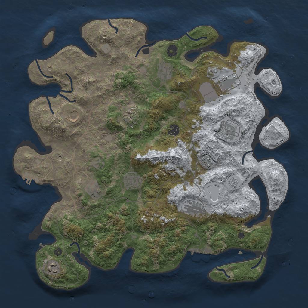 Rust Map: Procedural Map, Size: 4000, Seed: 883654, 20 Monuments