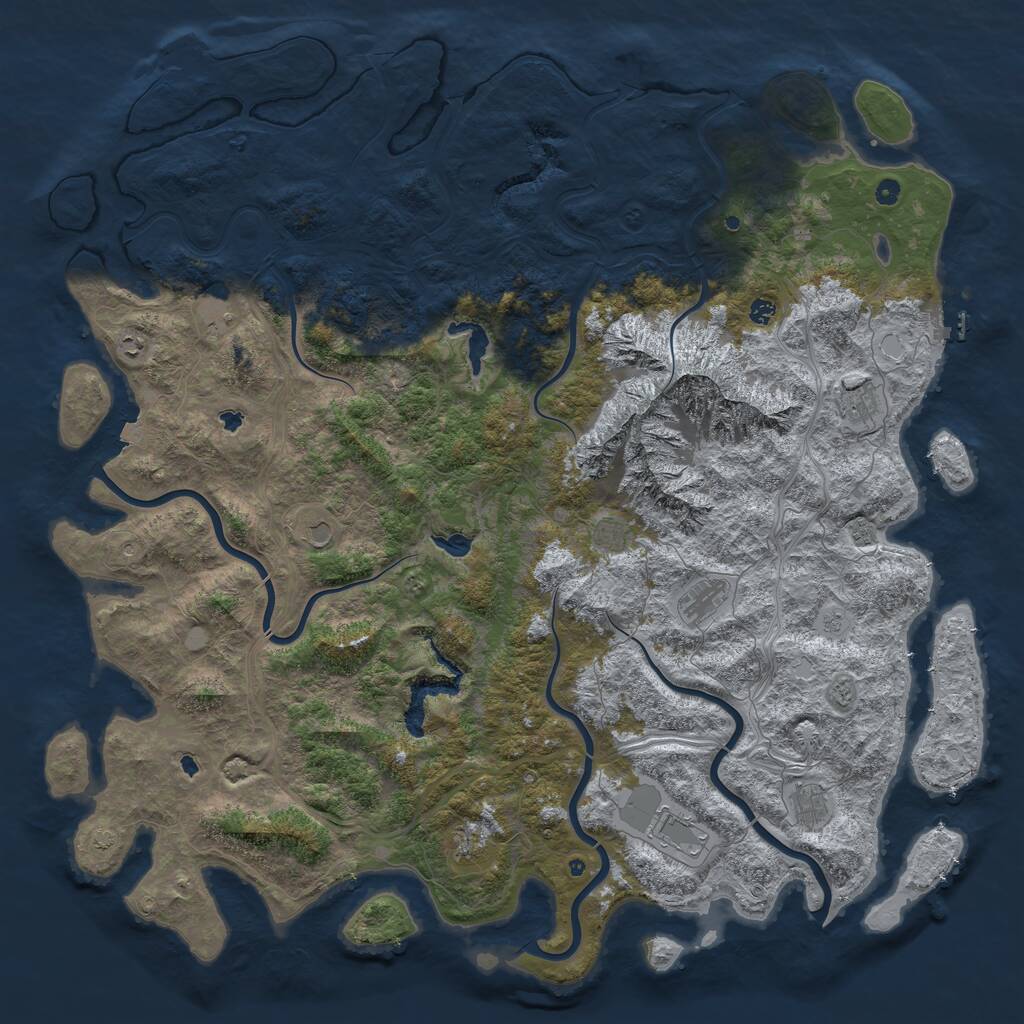 Rust Map: Procedural Map, Size: 6000, Seed: 47836482, 17 Monuments