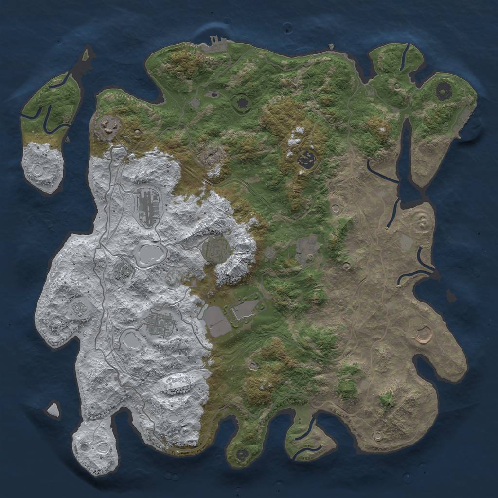 Rust Map: Procedural Map, Size: 4250, Seed: 1001714444, 18 Monuments