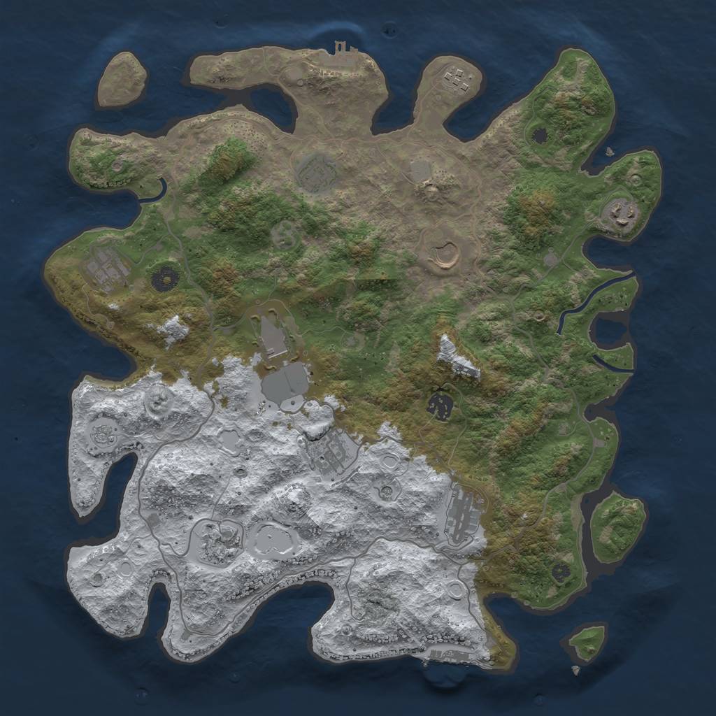 Rust Map: Procedural Map, Size: 4050, Seed: 33, 19 Monuments