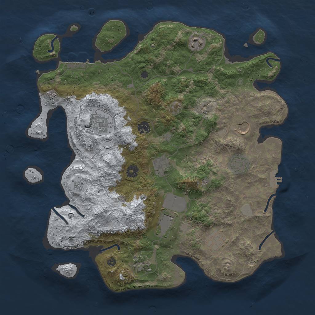 Rust Map: Procedural Map, Size: 3700, Seed: 1688241687, 19 Monuments