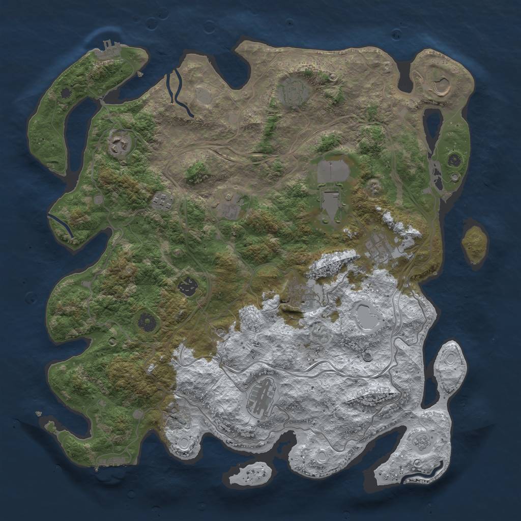 Rust Map: Procedural Map, Size: 4258, Seed: 88888884, 19 Monuments