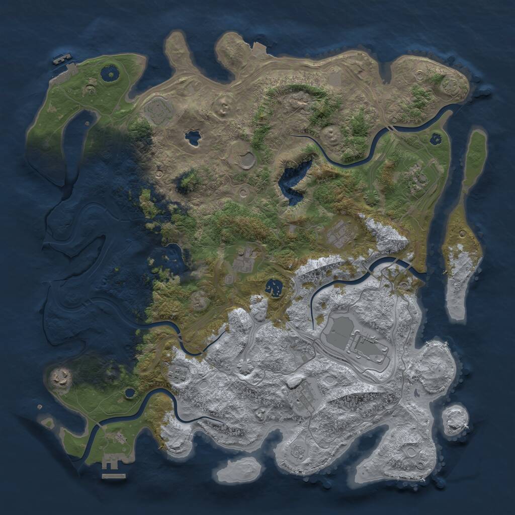 Rust Map: Procedural Map, Size: 4400, Seed: 88888884, 16 Monuments