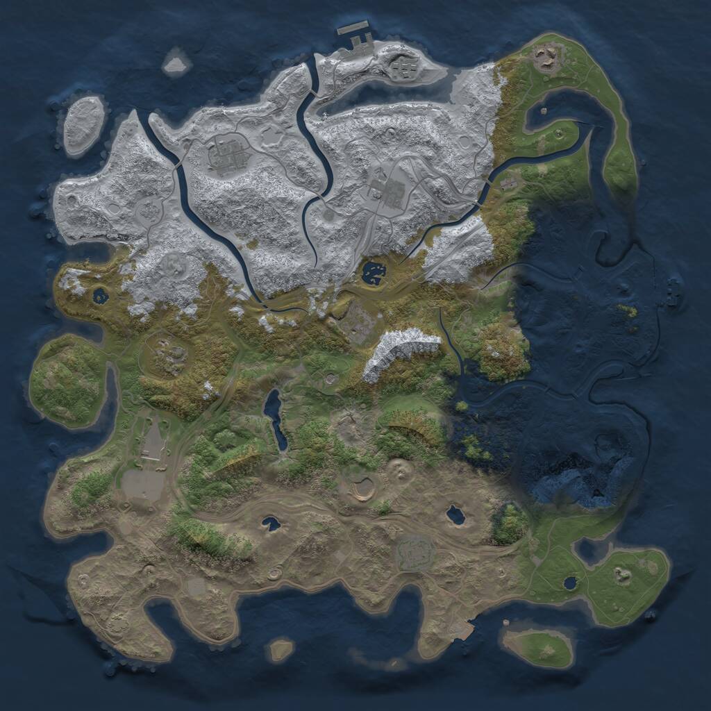 Rust Map: Procedural Map, Size: 4500, Seed: 7012021, 16 Monuments