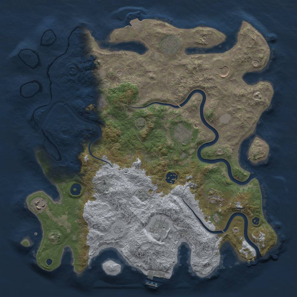 Rust Map: Procedural Map, Size: 3850, Seed: 2098333760, 14 Monuments