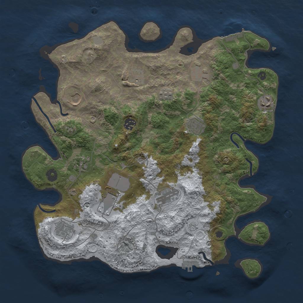 Rust Map: Procedural Map, Size: 3750, Seed: 235725027, 20 Monuments