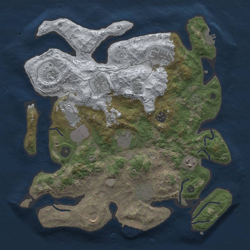 Rust Map: Procedural Map, Size: 3500, Seed: 4354335, 19 Monuments