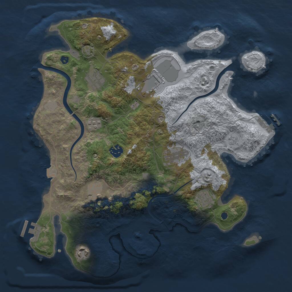 Rust Map: Procedural Map, Size: 3500, Seed: 732342, 14 Monuments