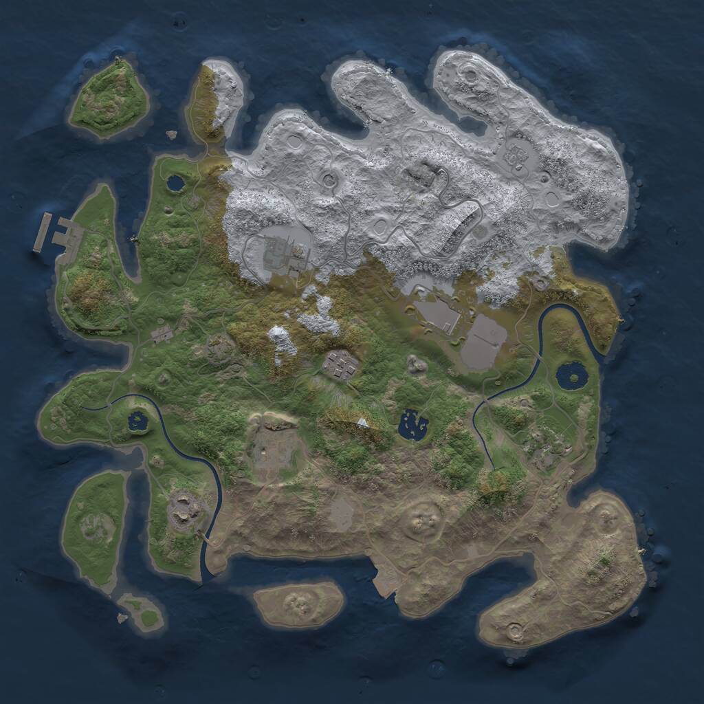 Rust Map: Procedural Map, Size: 3500, Seed: 698473293, 12 Monuments