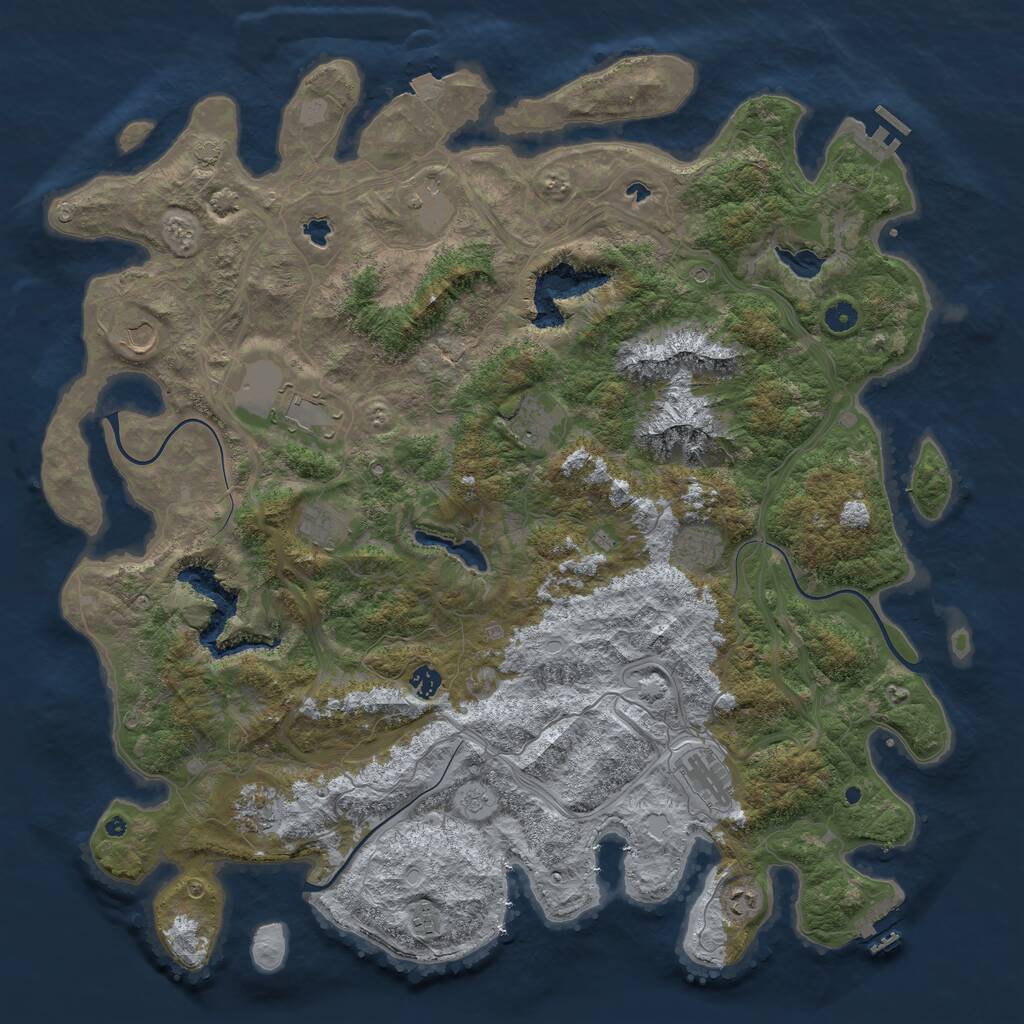 Rust Map: Procedural Map, Size: 5000, Seed: 4206934, 17 Monuments