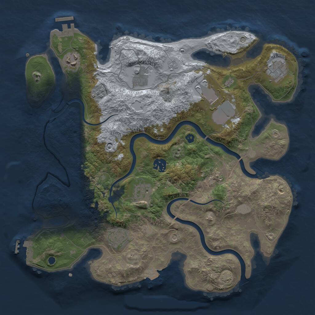 Rust Map: Procedural Map, Size: 3500, Seed: 317556517, 15 Monuments