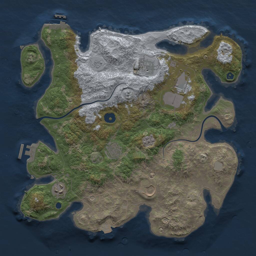 Rust Map: Procedural Map, Size: 3500, Seed: 317556517, 12 Monuments