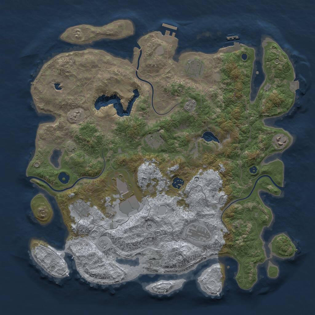 Rust Map: Procedural Map, Size: 4200, Seed: 885057, 14 Monuments