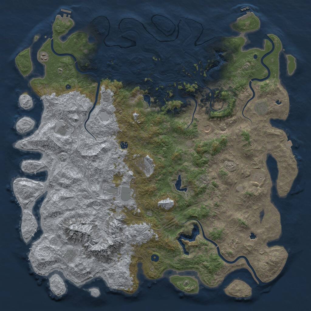 Rust Map: Procedural Map, Size: 6000, Seed: 28031988, 17 Monuments
