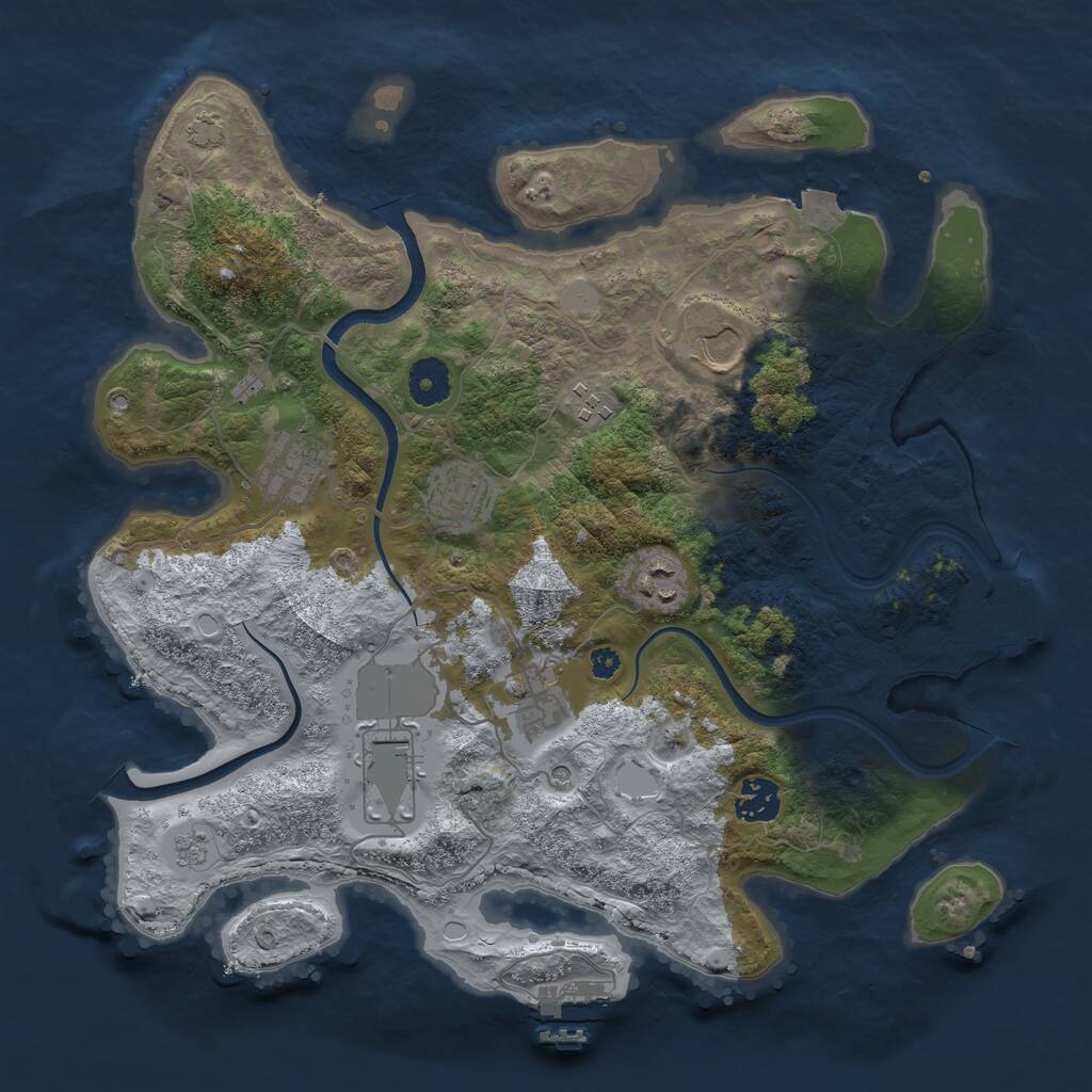 Rust Map: Procedural Map, Size: 3600, Seed: 688821, 14 Monuments