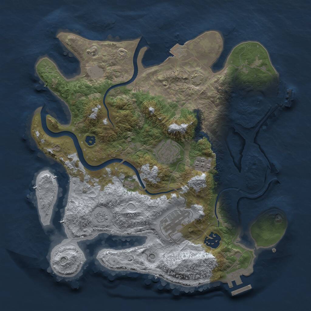 Rust Map: Procedural Map, Size: 3000, Seed: 1253193009, 10 Monuments