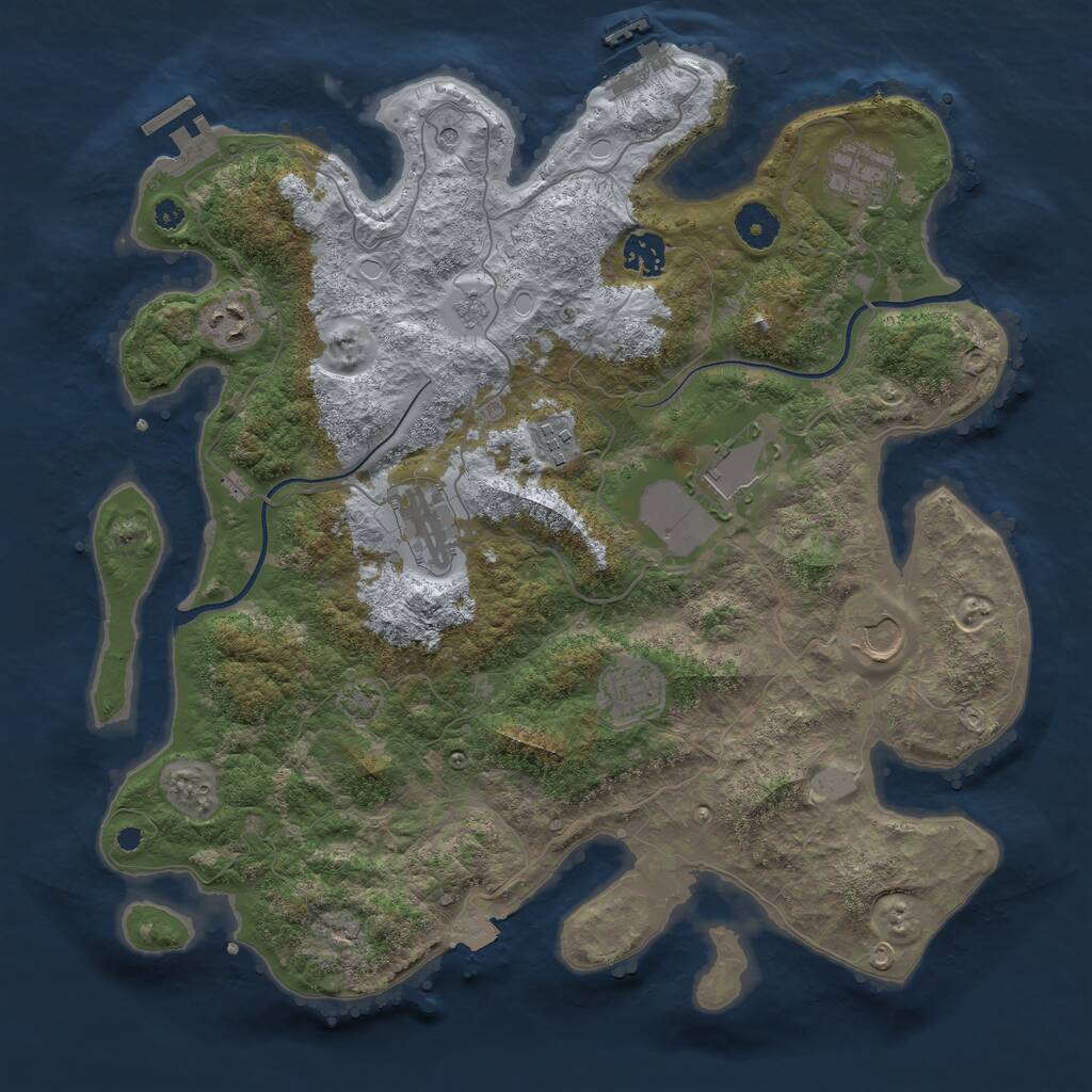 Rust Map: Procedural Map, Size: 3750, Seed: 825068205, 14 Monuments