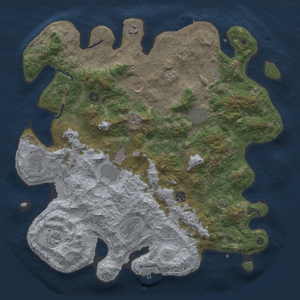 Rust Map: Procedural Map, Size: 4200, Seed: 970329, 19 Monuments