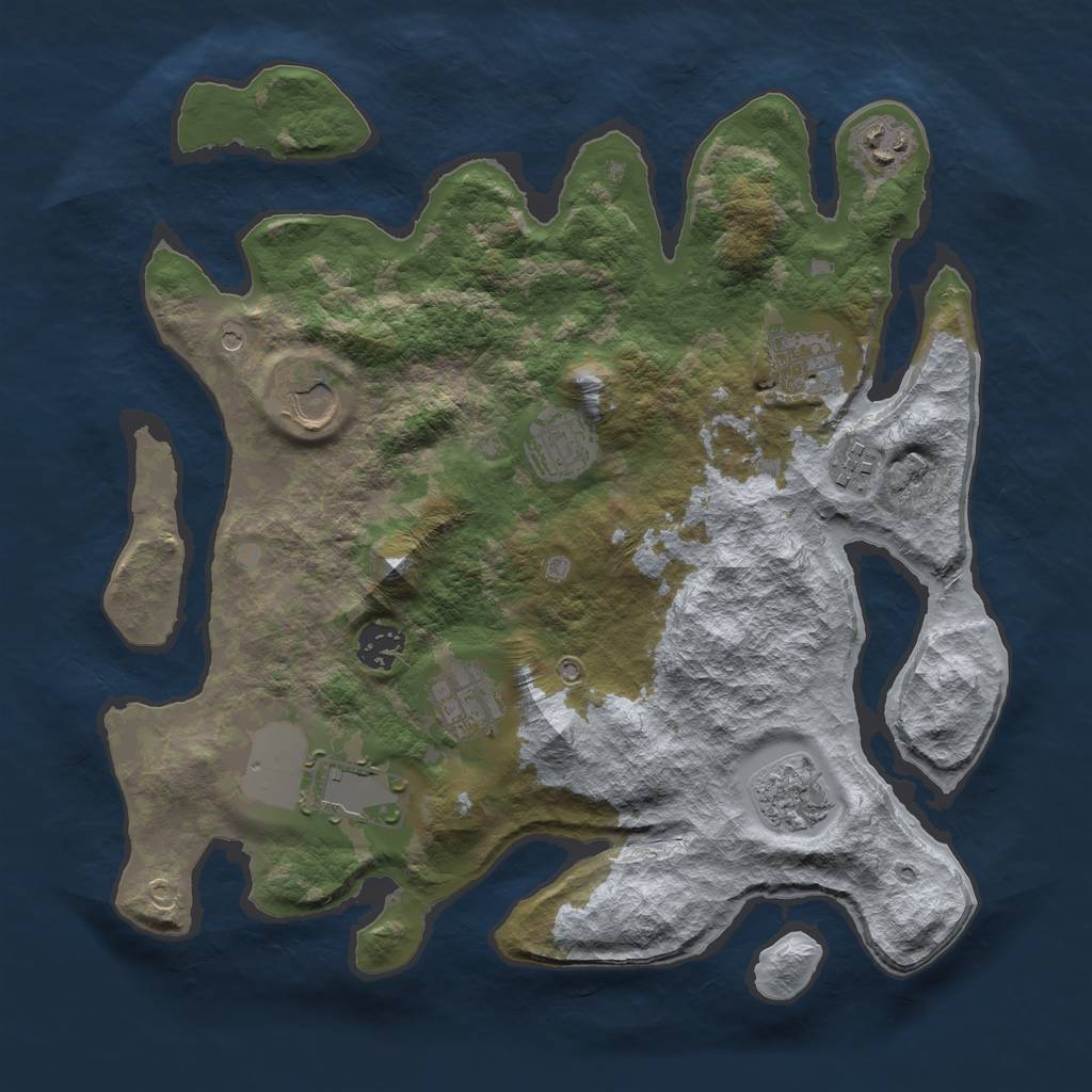 Rust Map: Barren, Size: 3500, Seed: 20000, 12 Monuments