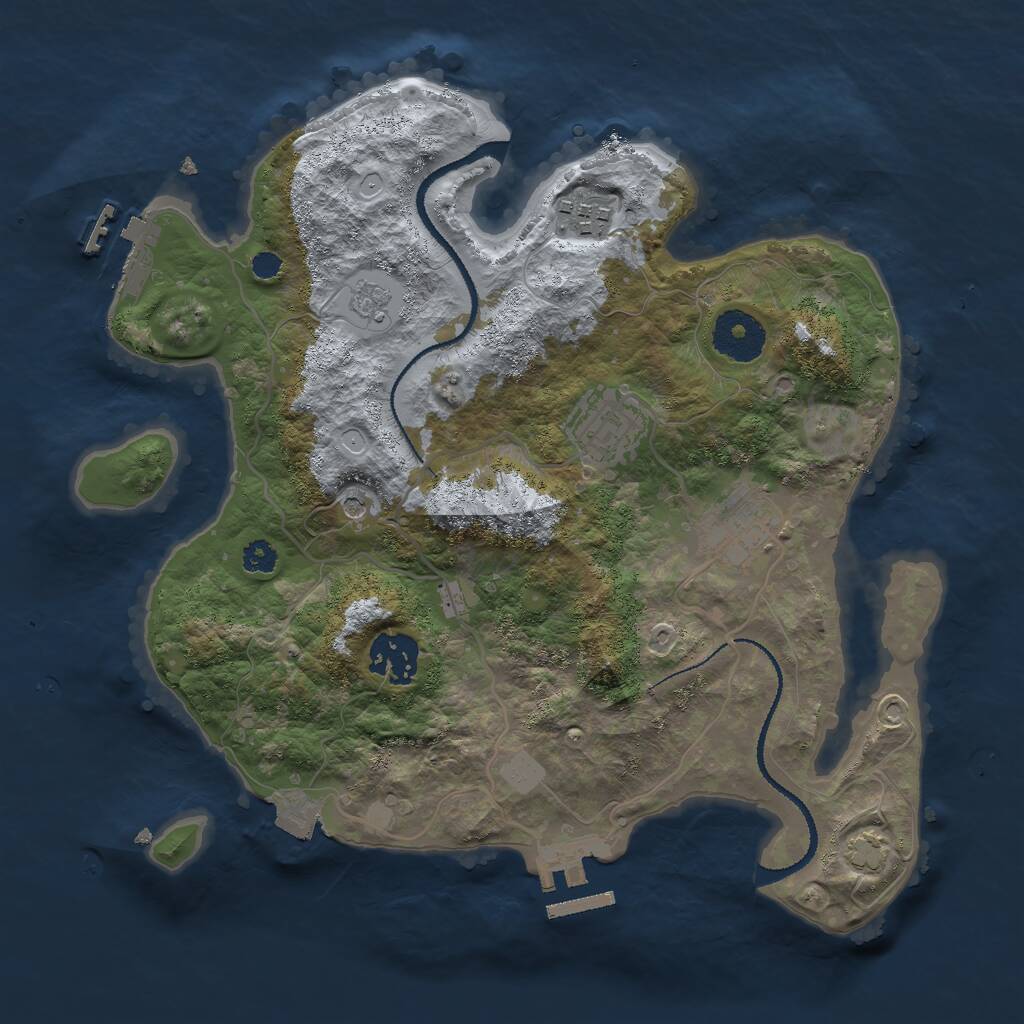 Rust Map: Procedural Map, Size: 3000, Seed: 345637, 10 Monuments