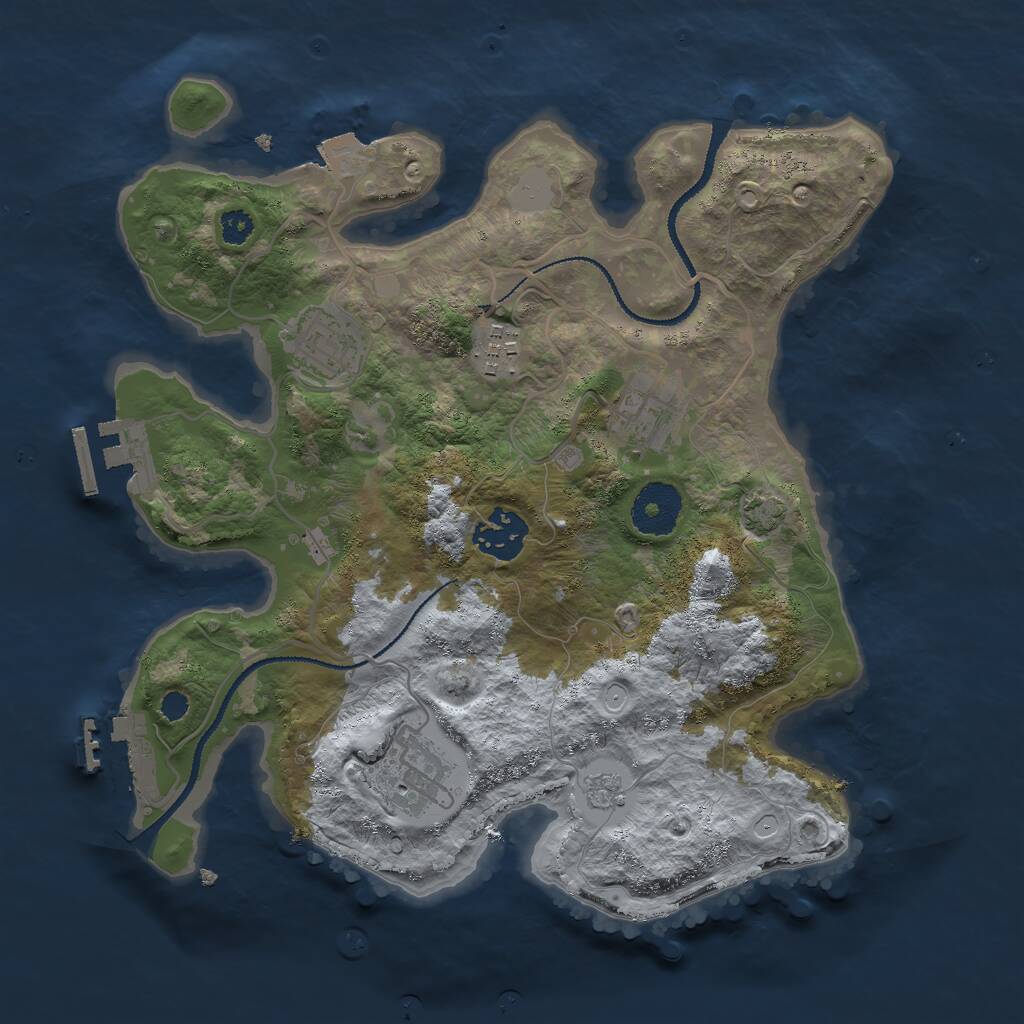Rust Map: Procedural Map, Size: 3000, Seed: 1205654117, 10 Monuments
