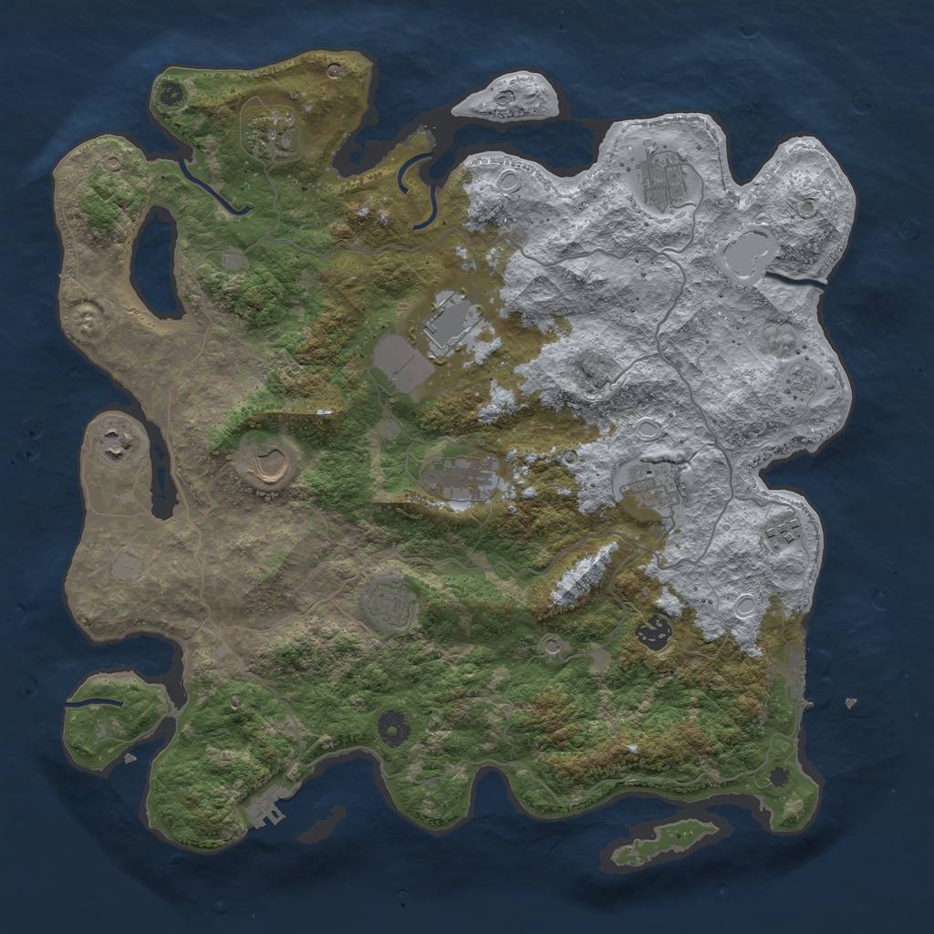 Rust Map: Procedural Map, Size: 4100, Seed: 445601, 17 Monuments