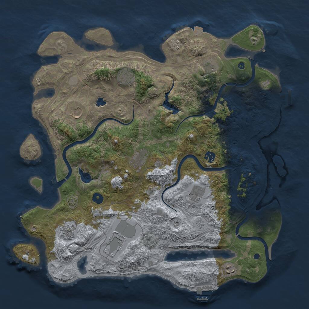 Rust Map: Procedural Map, Size: 4250, Seed: 579309, 16 Monuments
