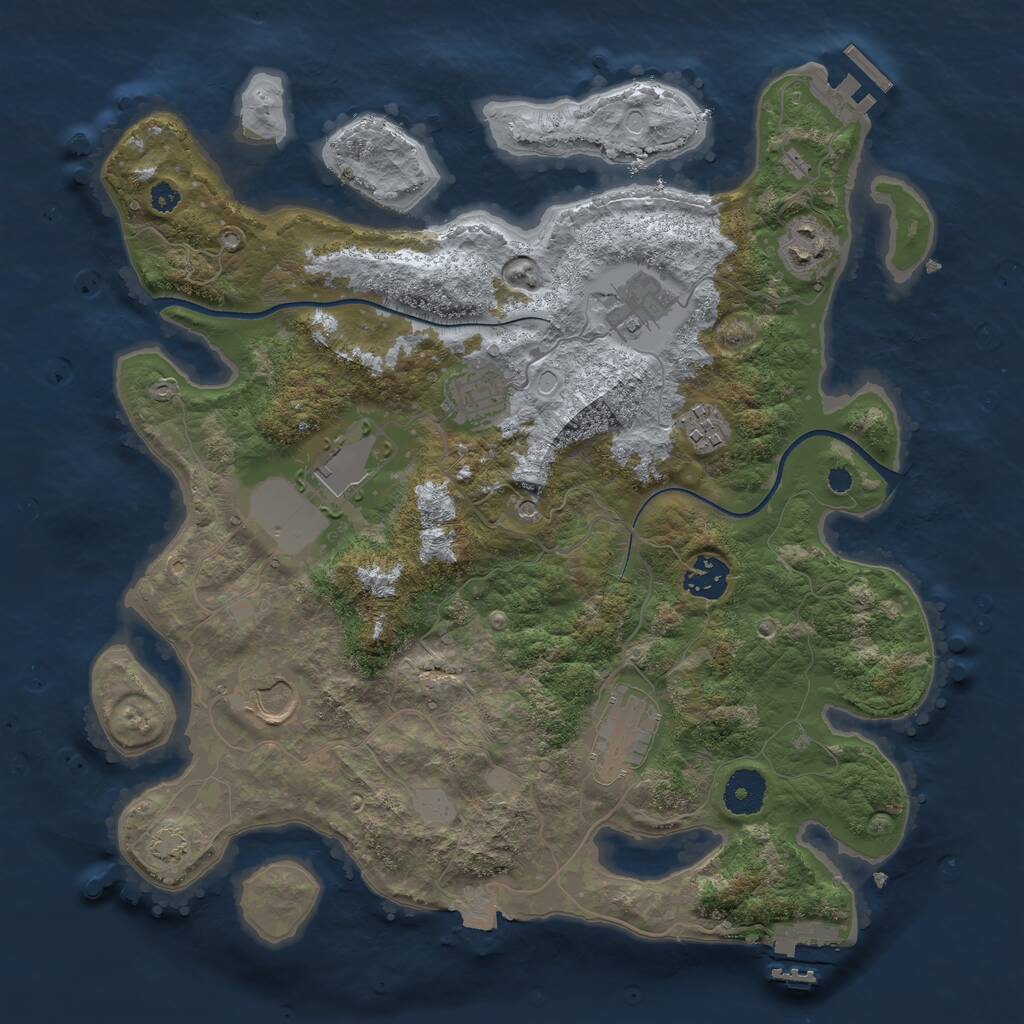 Rust Map: Procedural Map, Size: 3500, Seed: 1502240735, 13 Monuments