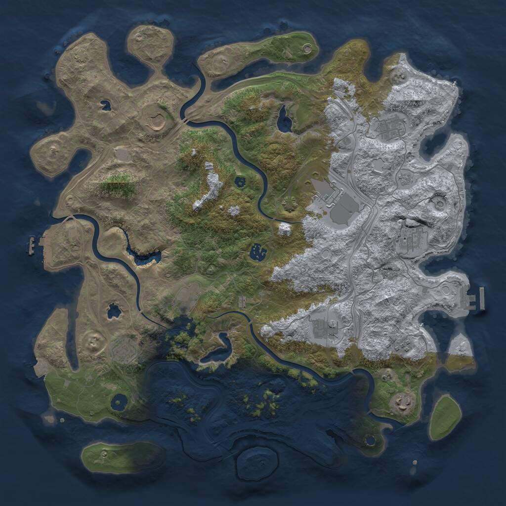 Rust Map: Procedural Map, Size: 4500, Seed: 231546, 16 Monuments