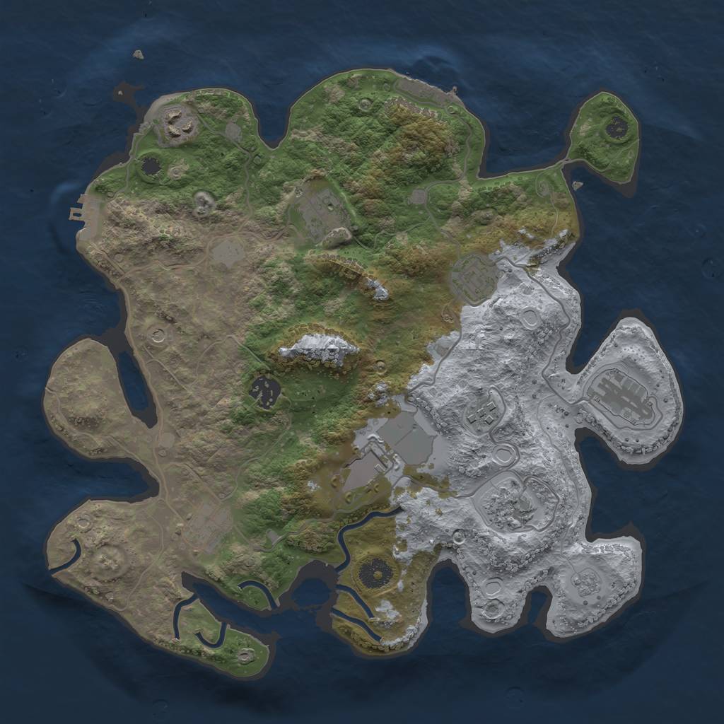 Rust Map: Procedural Map, Size: 3500, Seed: 717556906, 16 Monuments
