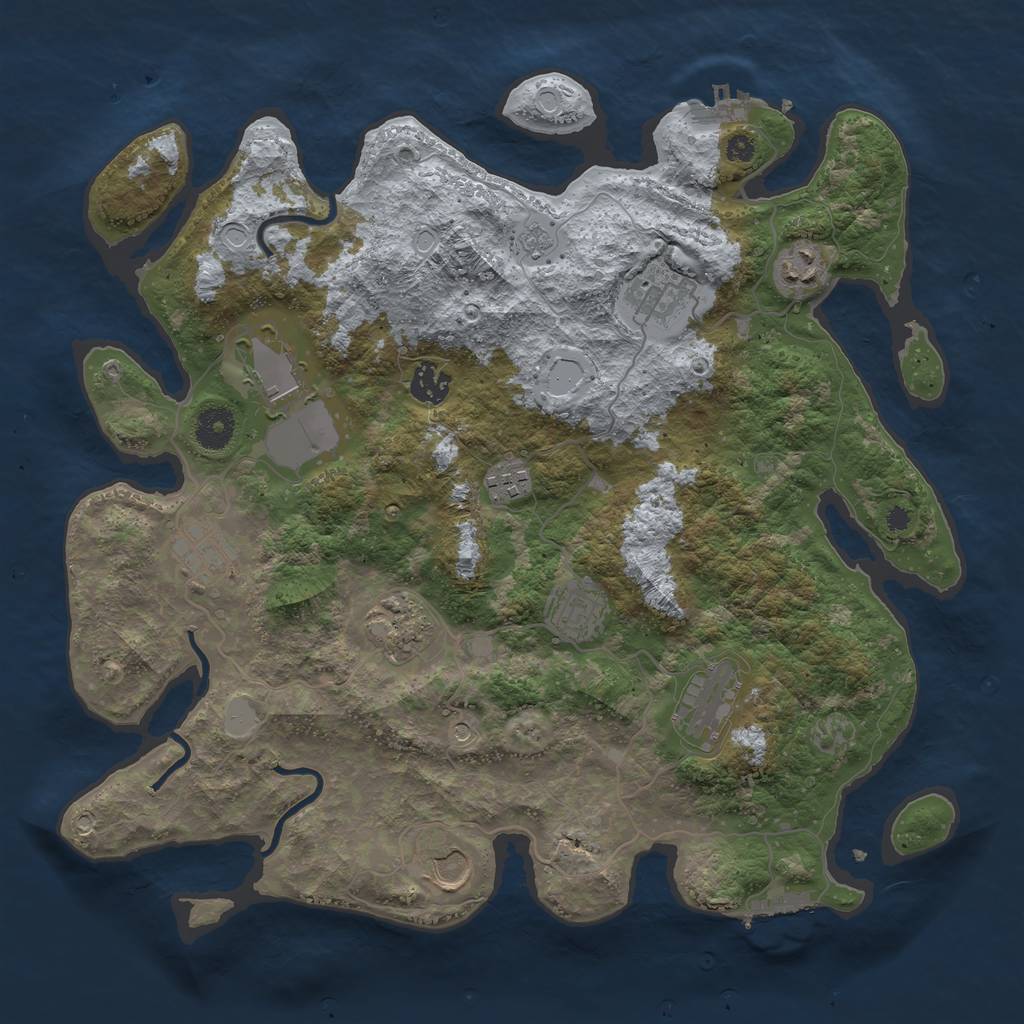 Rust Map: Procedural Map, Size: 3750, Seed: 135272, 17 Monuments