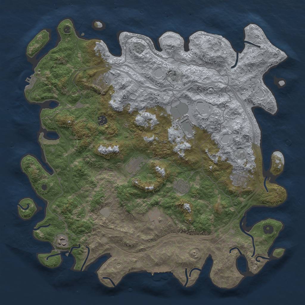 Rust Map: Procedural Map, Size: 4500, Seed: 58415, 16 Monuments