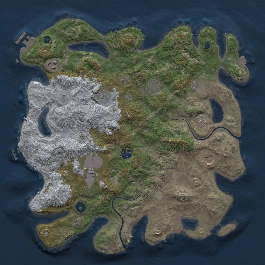 Rust Map: Procedural Map, Size: 3850, Seed: 22141, 14 Monuments