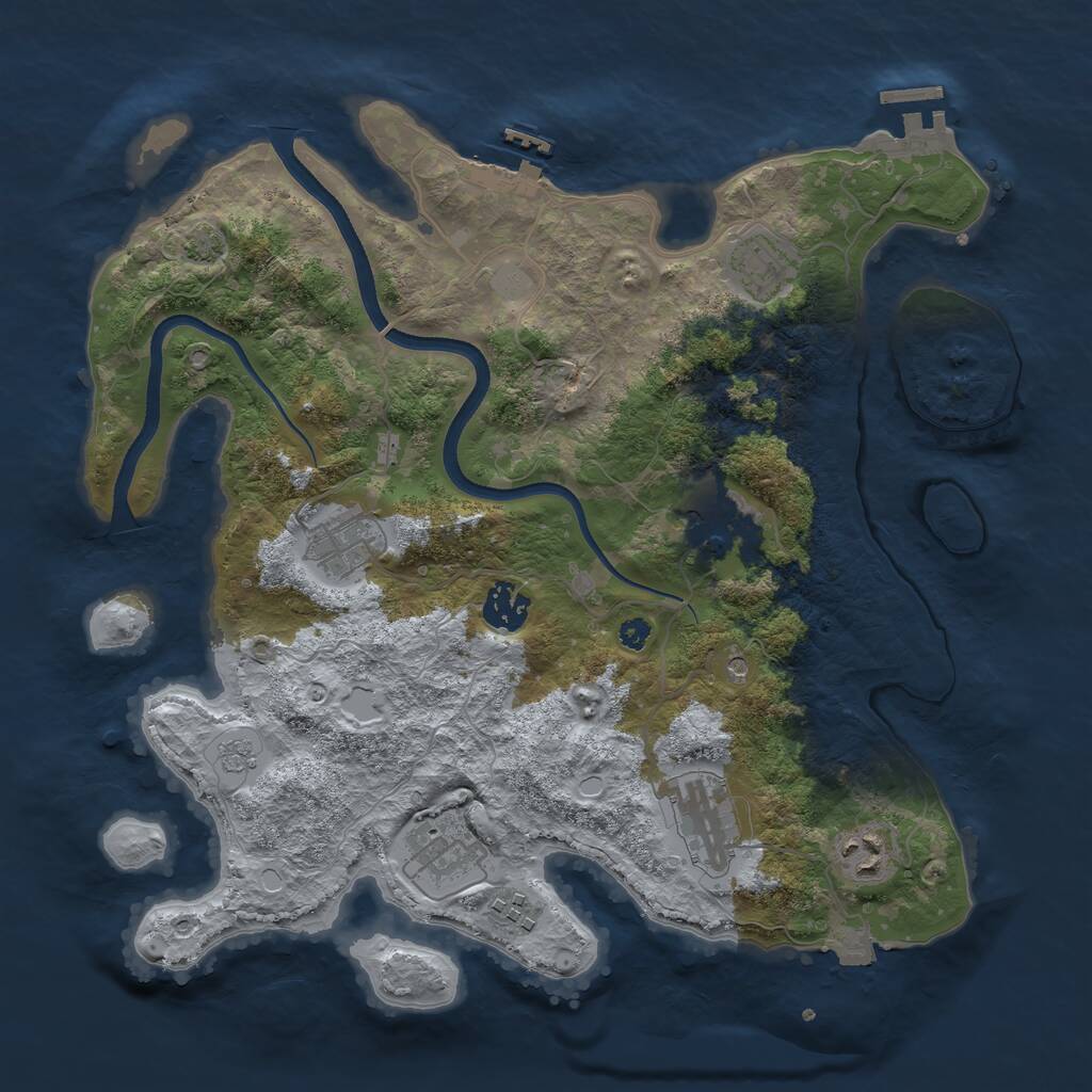 Rust Map: Procedural Map, Size: 3495, Seed: 994206969, 14 Monuments