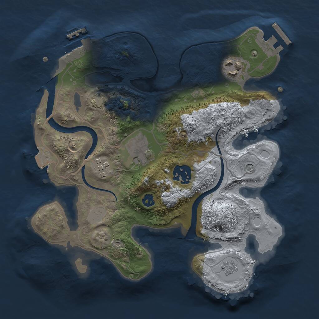 Rust Map: Procedural Map, Size: 2500, Seed: 39528, 10 Monuments