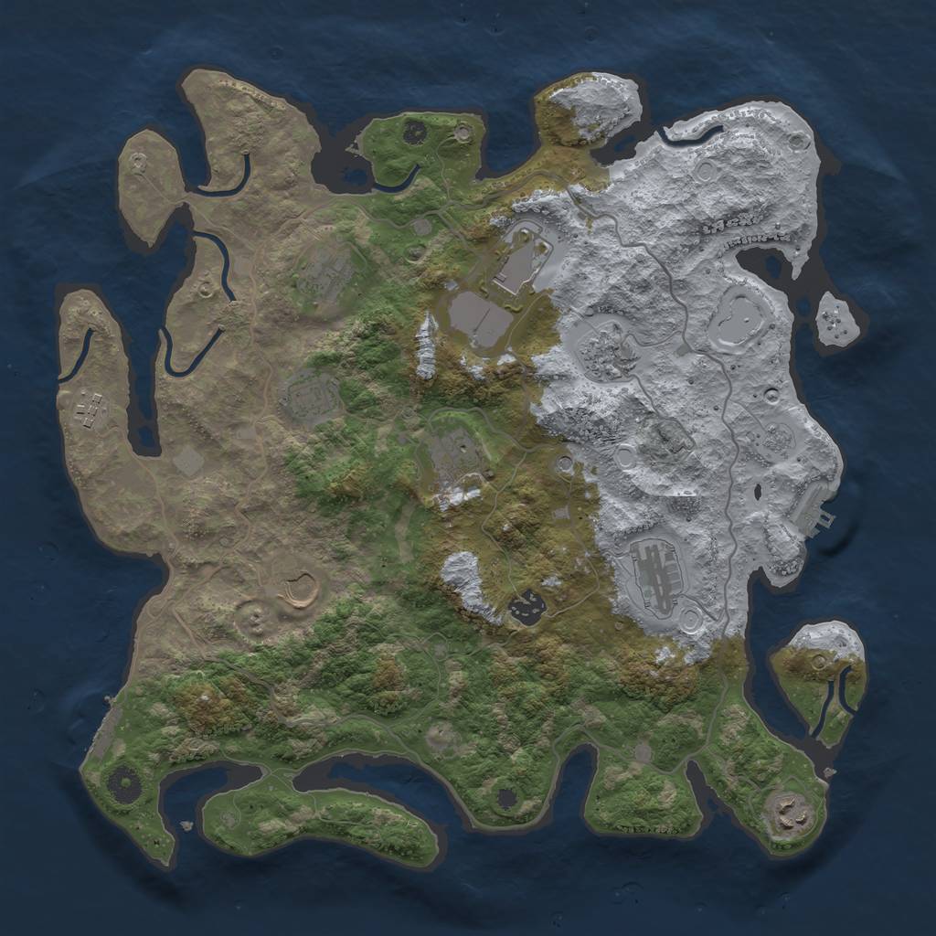 Rust Map: Procedural Map, Size: 4000, Seed: 986458, 17 Monuments