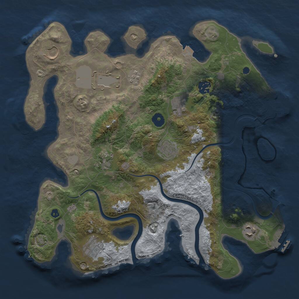 Rust Map: Procedural Map, Size: 3500, Seed: 171505, 14 Monuments