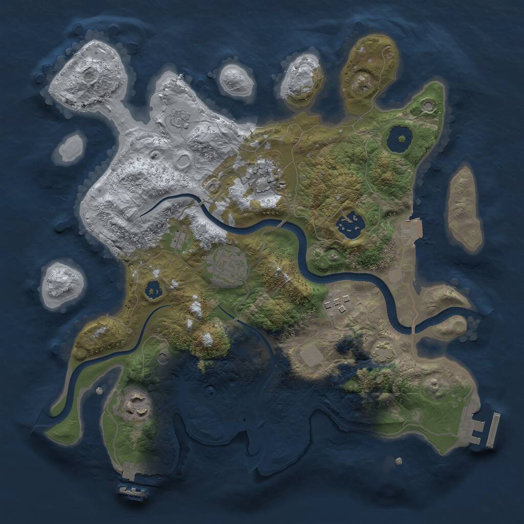 Rust Map: Procedural Map, Size: 3000, Seed: 1743859729, 11 Monuments