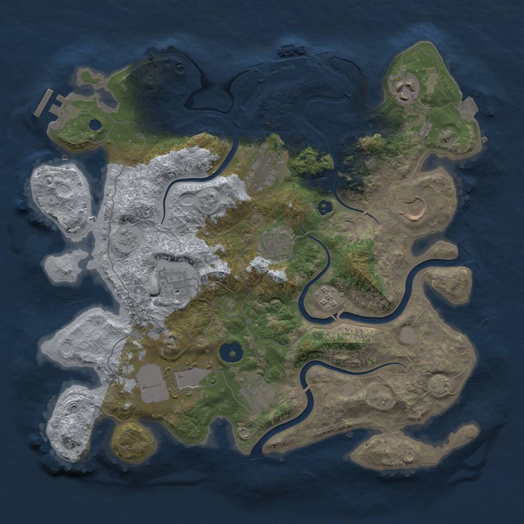 Rust Map: Procedural Map, Size: 3500, Seed: 1516565824, 14 Monuments