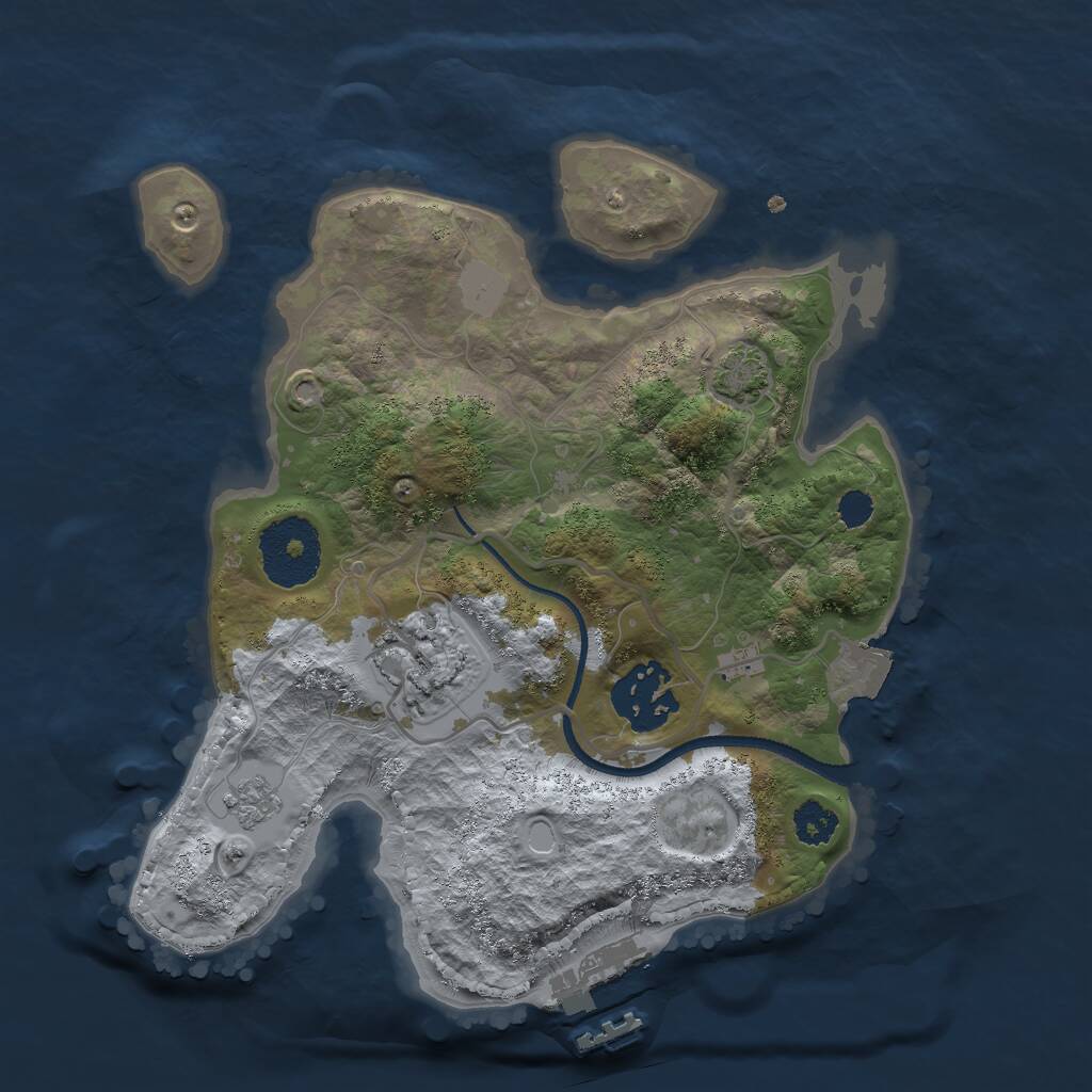 Rust Map: Procedural Map, Size: 2500, Seed: 1326593495, 6 Monuments