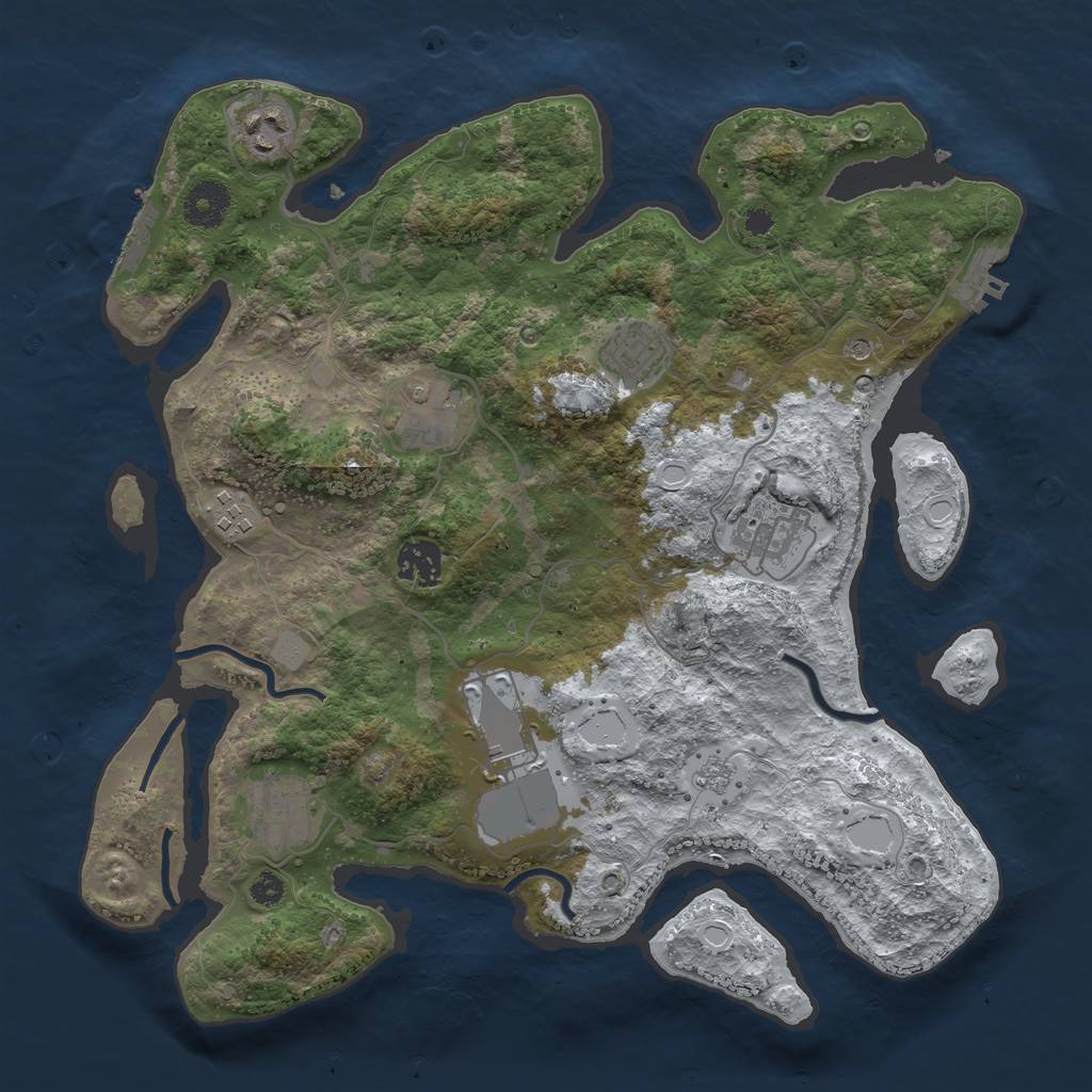 Rust Map: Procedural Map, Size: 3500, Seed: 430176862, 17 Monuments